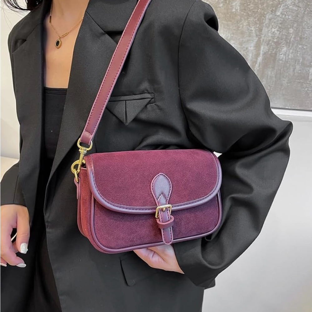 Suede Burgundy Shoulder bag